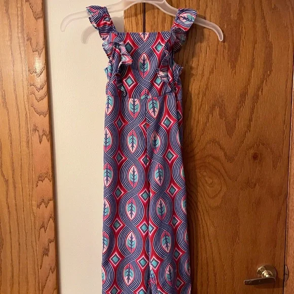 GENUINE KIDS by OSHKOSH UGC Girls Size 5t Purple Red Blue Sleeveless Romper leaf - Picture 8 of 12